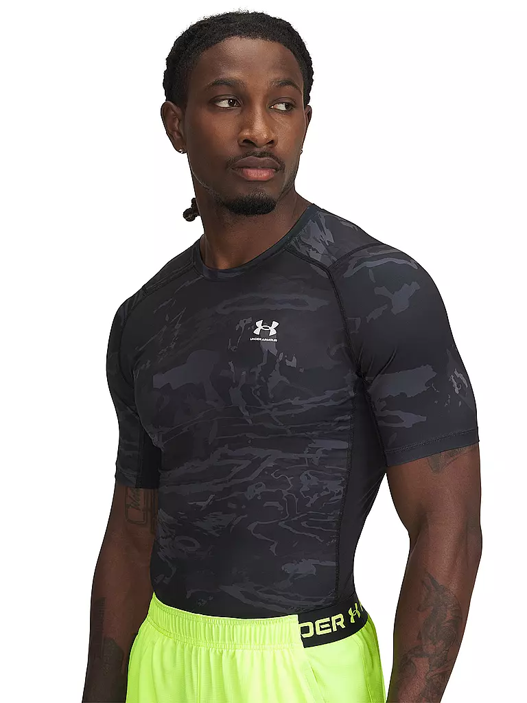 UNDER ARMOUR | Maglietta da fitness da uomo UA HeatGear® Armour Printed | Nero