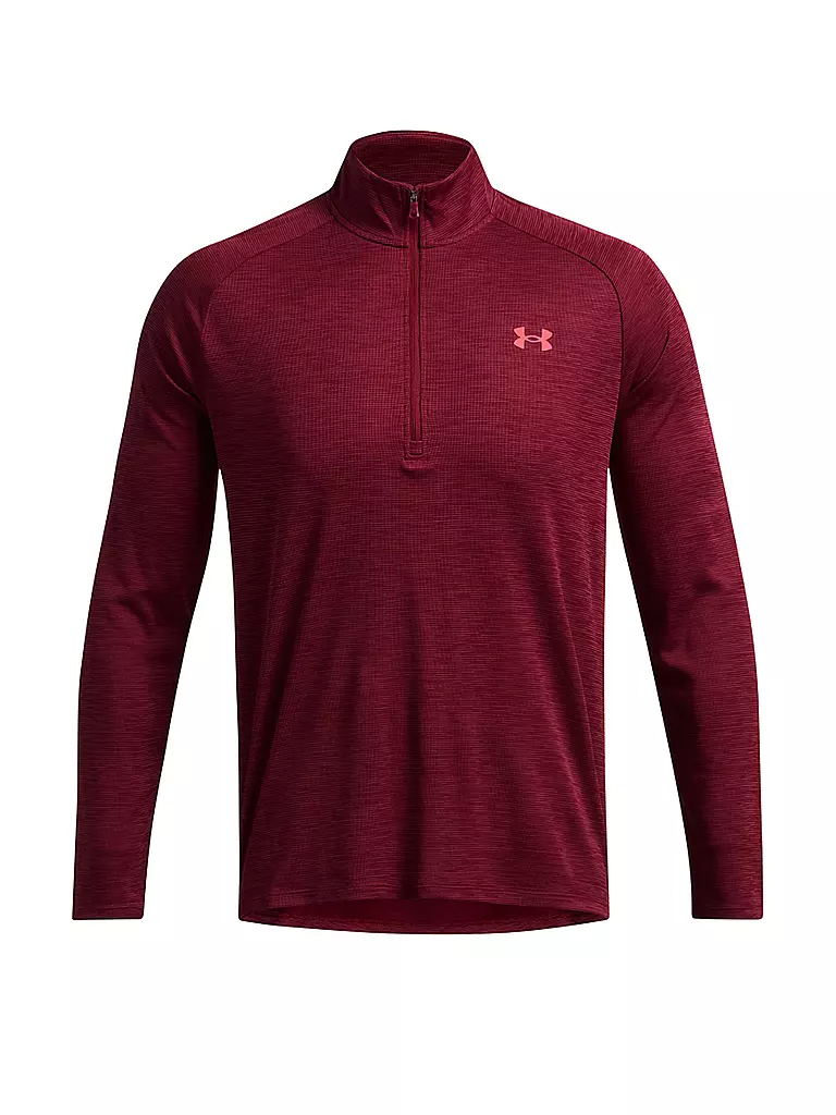 UNDER ARMOUR | Maglietta da fitness da uomo UA Tech™ Textured ½ Zip | Rosso scuro