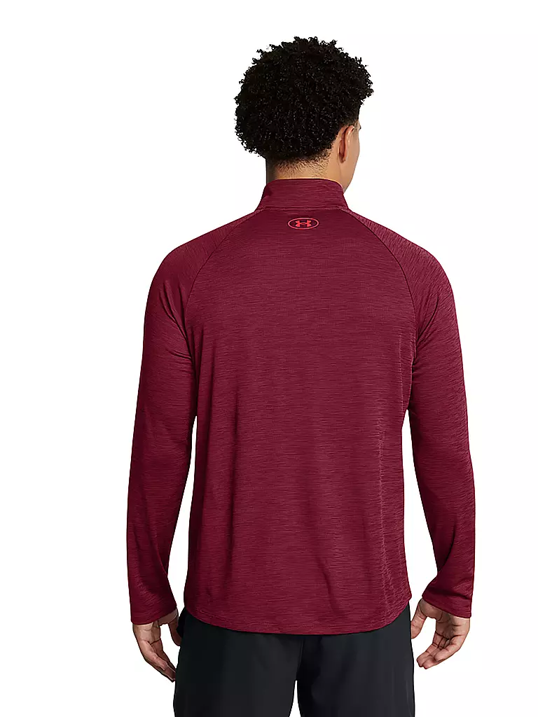 UNDER ARMOUR | Maglietta da fitness da uomo UA Tech™ Textured ½ Zip | Rosso scuro