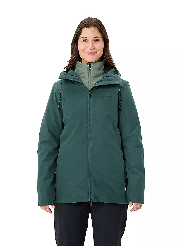 VAUDE | Giacca da trekking da donna Mineo 3in1 con cappuccio | Verde scuro