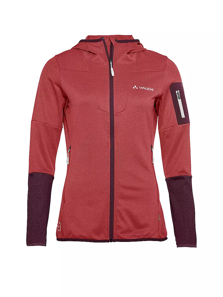 VAUDE | Giacca in pile da donna Monviso con cappuccio | Rosso scuro