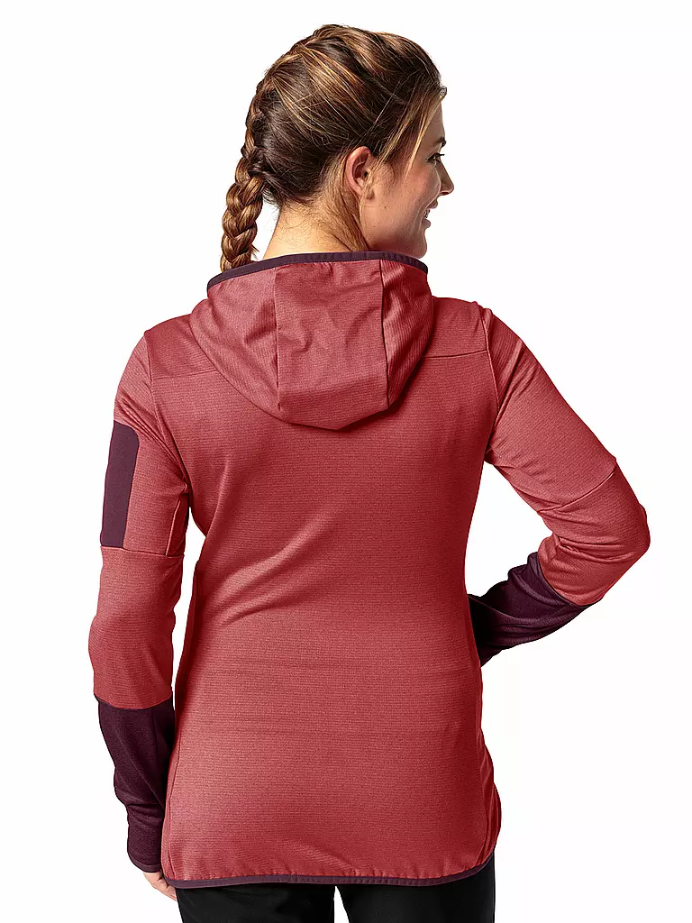 VAUDE | Giacca in pile da donna Monviso con cappuccio | Rosso scuro