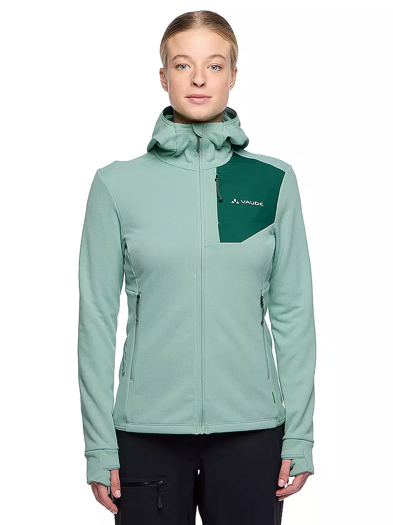 VAUDE | Giacca in pile da donna Monviso III con cappuccio | Verde chiaro