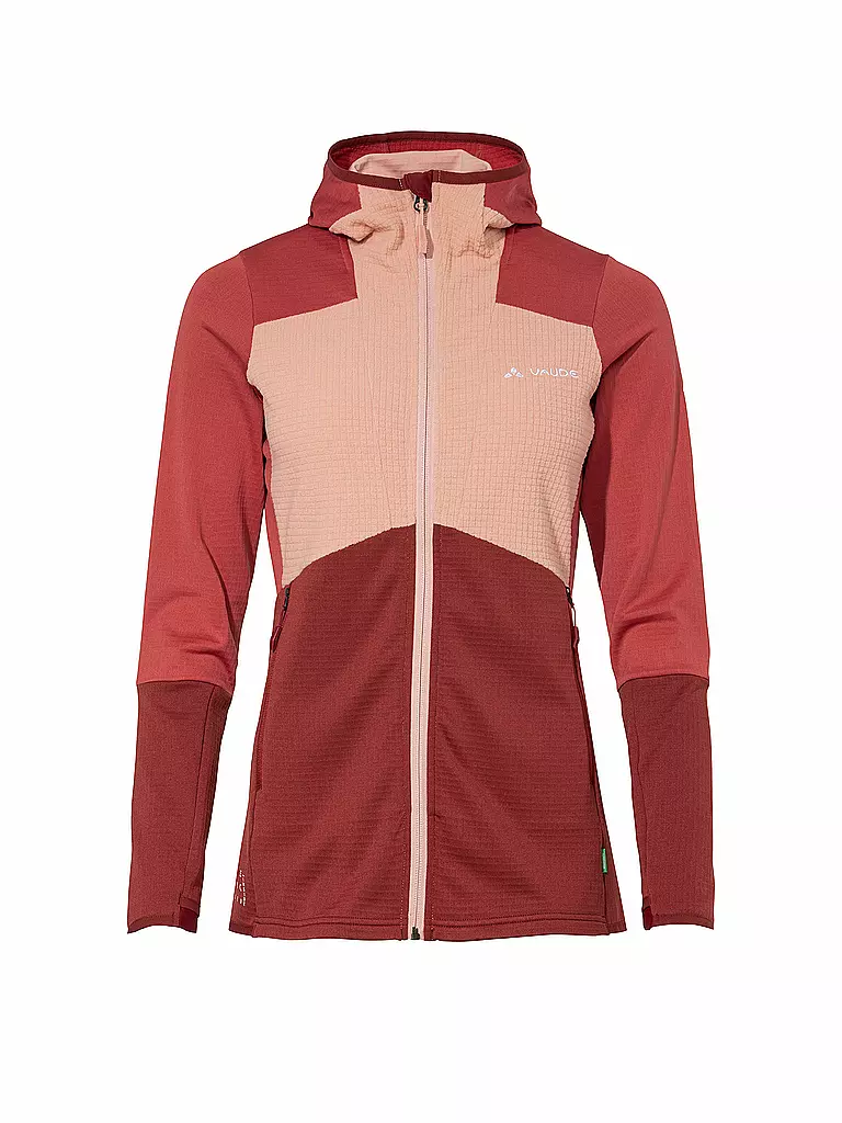 VAUDE | Giacca in pile da turismo da donna Monviso Grid Fleece | Rosso scuro