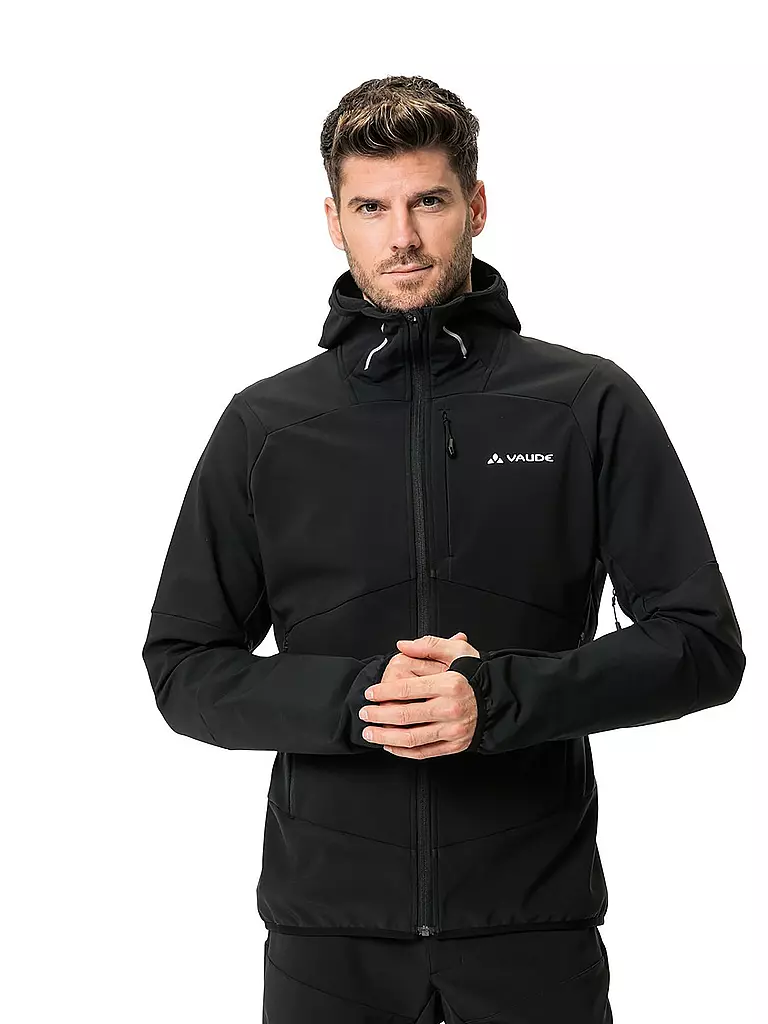 VAUDE | Giacca softshell da uomo Larice con cappuccio | Nero