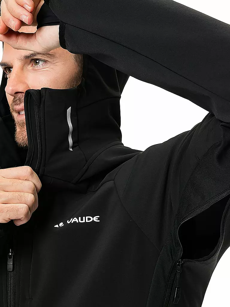 VAUDE | Giacca softshell da uomo Larice con cappuccio | Nero