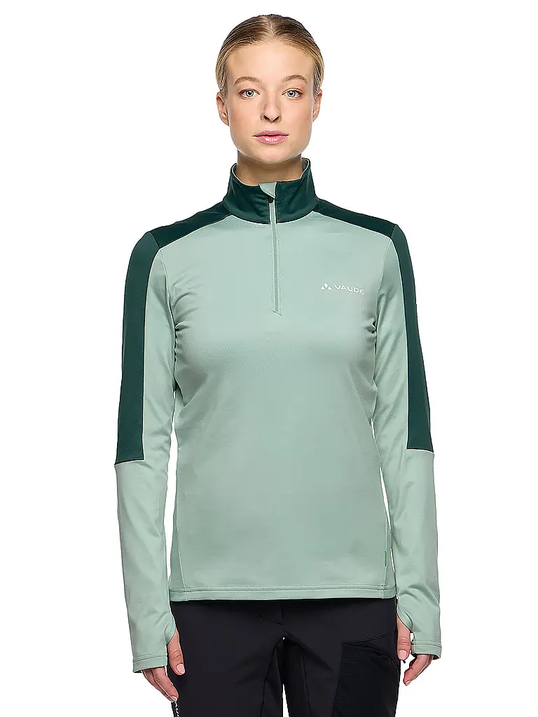 VAUDE | Maglia da donna da turismo Livigno con zip | Verde chiaro