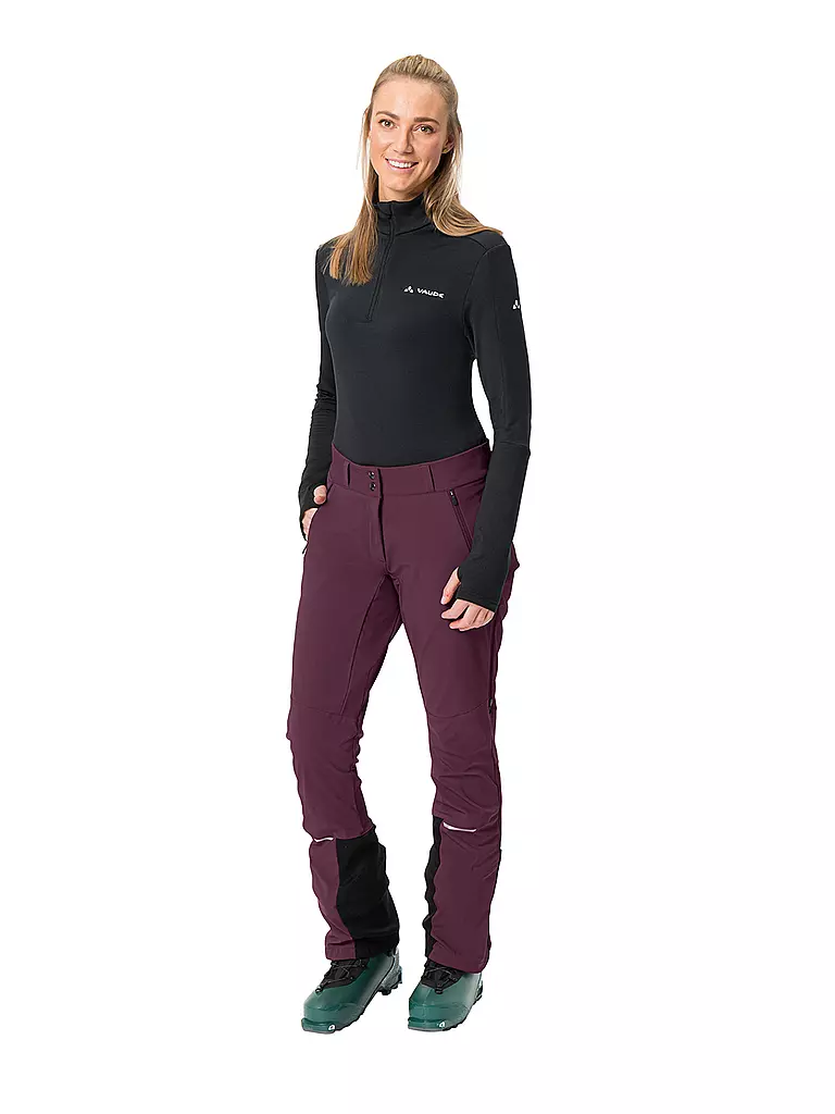 VAUDE | Pantaloni softshell da turismo Larice da donna | Rosso scuro