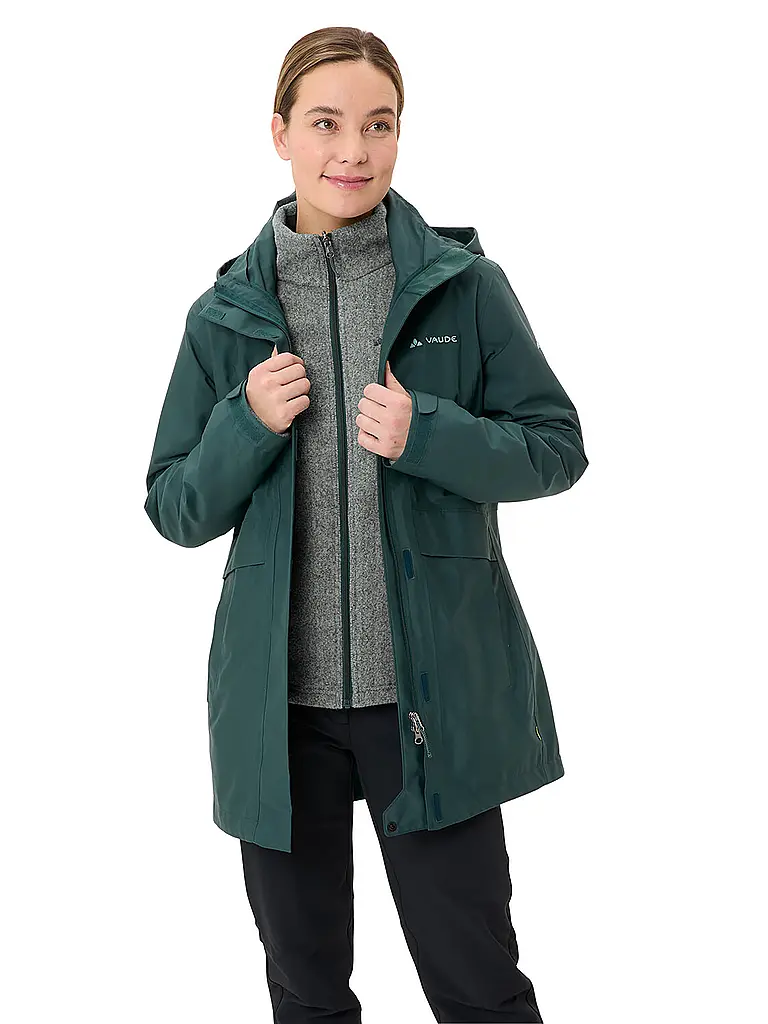 VAUDE | Parka invernale da donna Idris 3 in 1 con cappuccio | Verde scuro