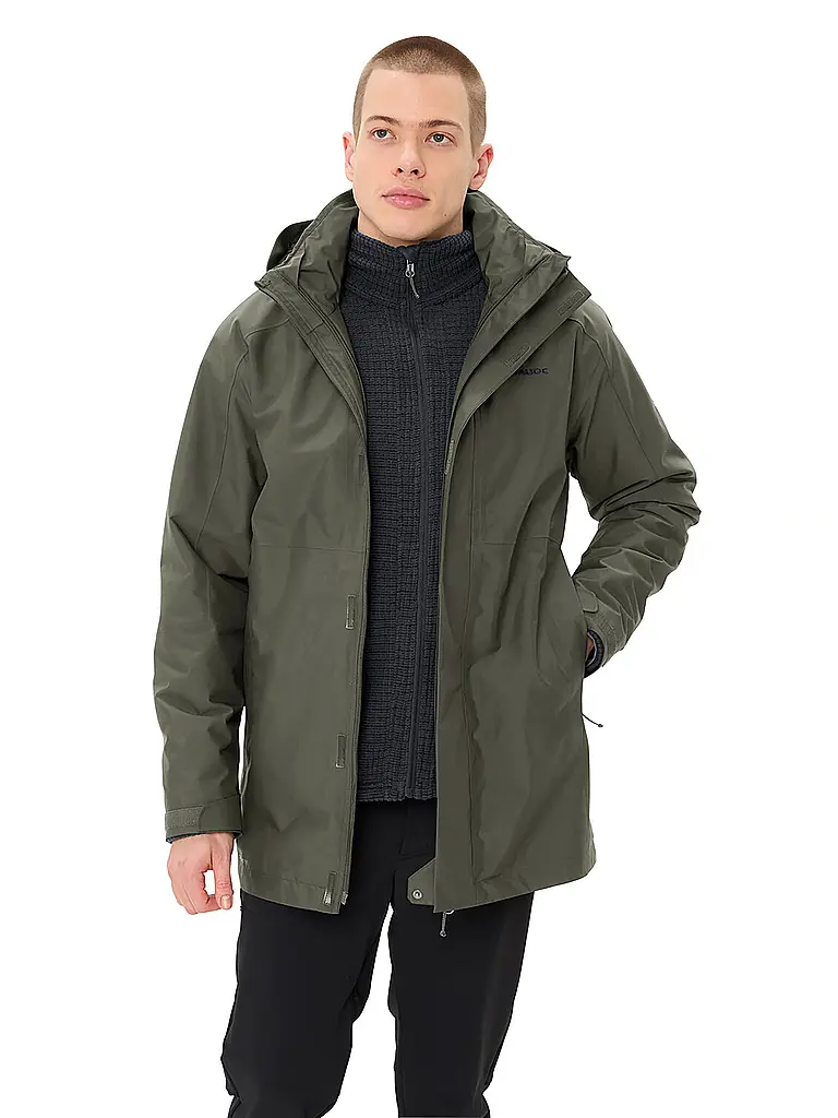 VAUDE | Parka invernale da uomo Idris IV 3in1 con cappuccio | Verde scuro