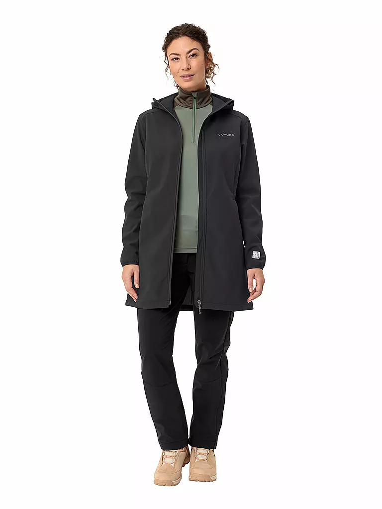 VAUDE | Softshellparka da donna Moena caldo con cappuccio | Nero