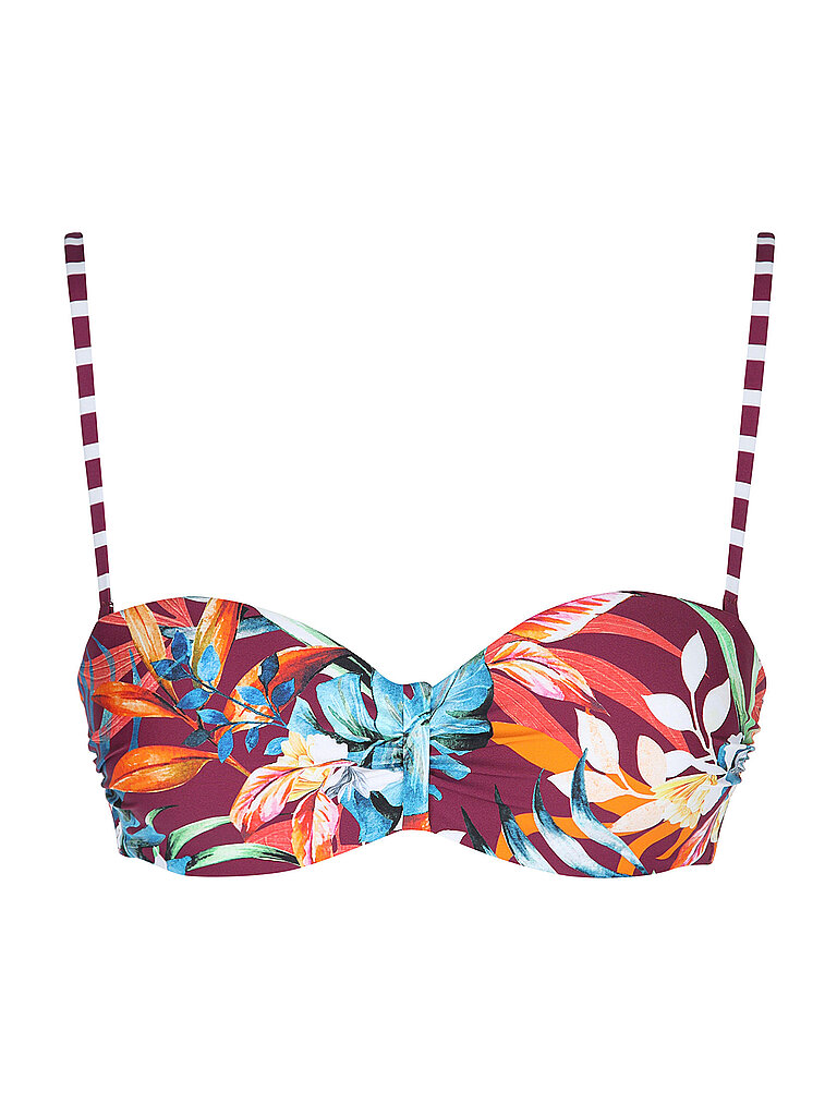 Top bikini a fascia da donna rosso scuro 44E