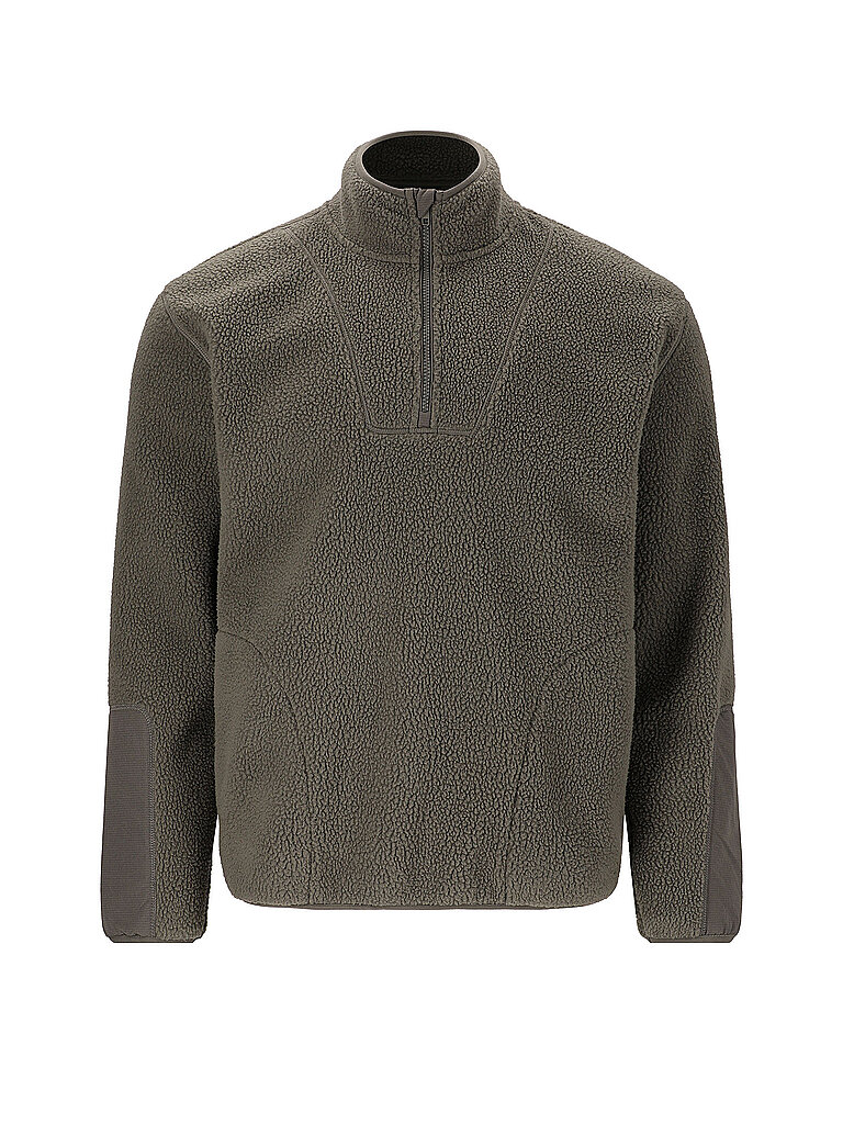 Sweater in pile da uomo con mezza zip verde scuro L