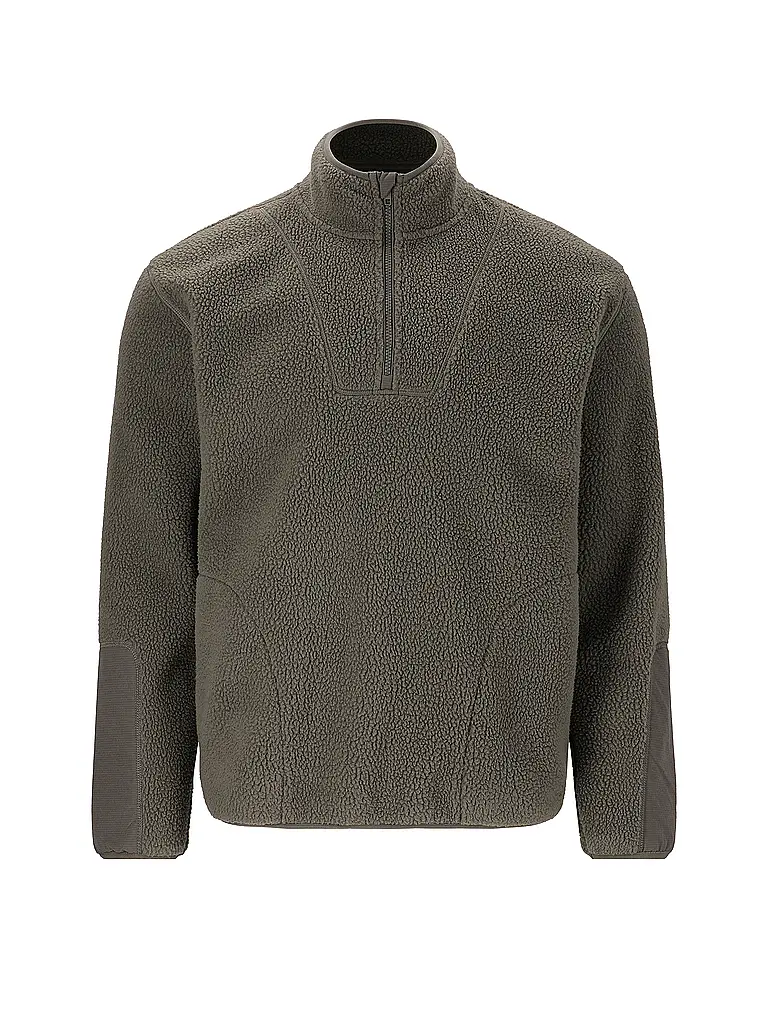VIRTUS | Sweater in pile da uomo con mezza zip | Verde scuro