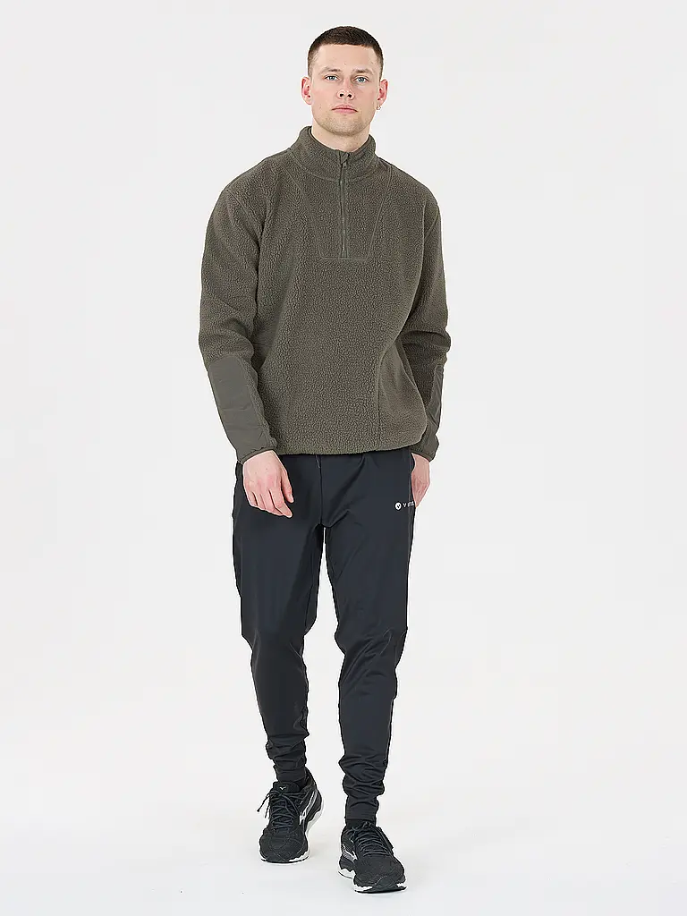 VIRTUS | Sweater in pile da uomo con mezza zip | Verde scuro